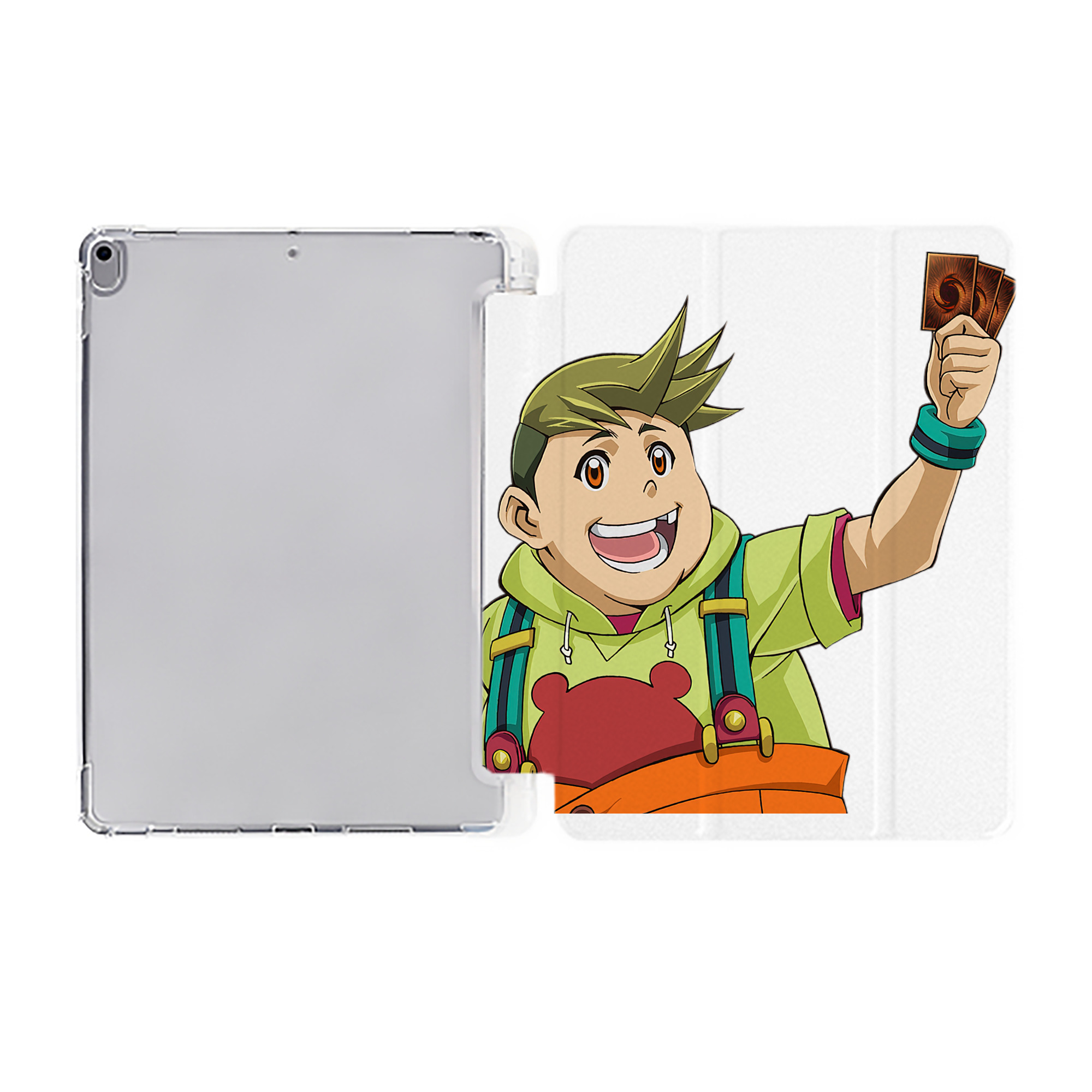 （画像用） 遊☆戯☆王 Yu-Gi-Oh! IPad ケース ペン収納付き 三つ折りスタンド PUレザー×シリコン 対応機種9.5/10.5/10.9インチ